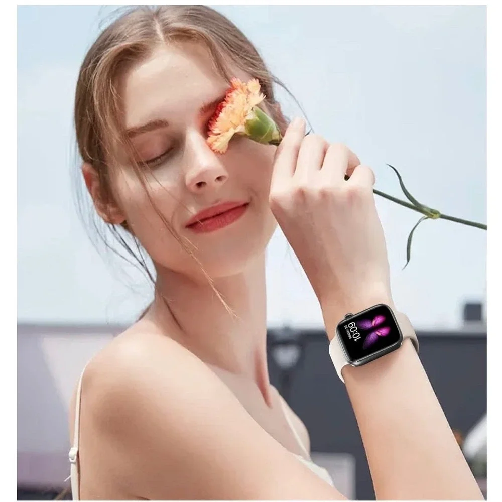 Beige Silicone Apple Watch Compatible Sport Band